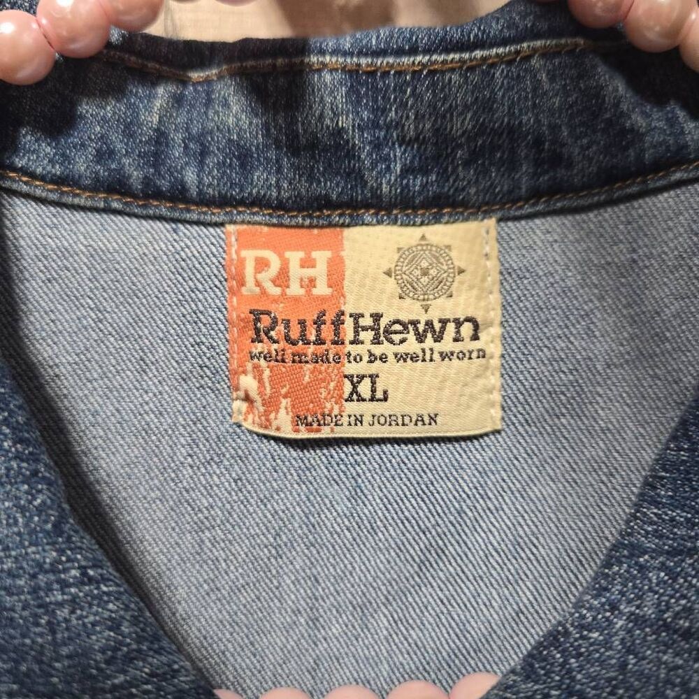 Ruffhewn Vintage Floral Embroidered Denim Jean Vest XL Cottage Retro Farm Wester - Picture 4 of 6